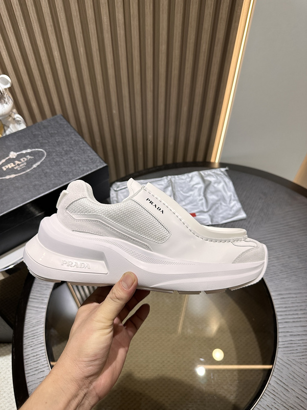 Prada Systeme Brushed Leather Sneakers