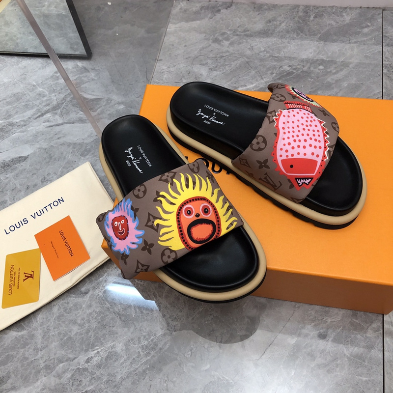 LV pool pillow comfort mule