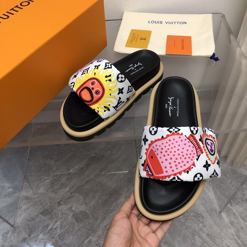 LV pool pillow comfort mule